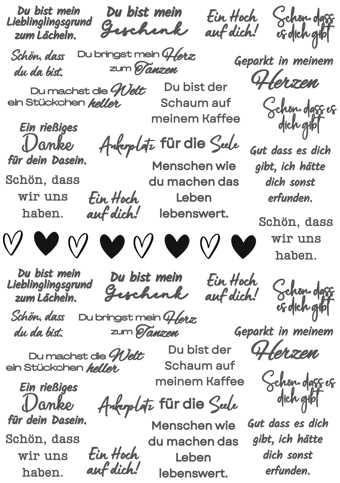 Rub On randlos •Herzensworte• A5 Bogen