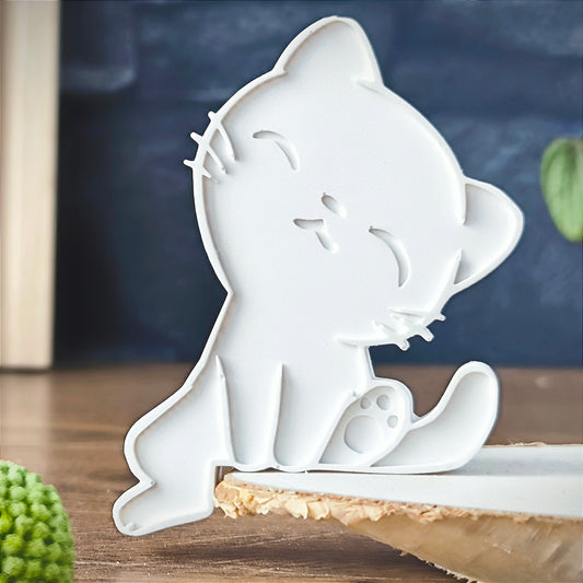 Silikon Gießform Eckenhocker Katze mit Maus / EC- Karten Format