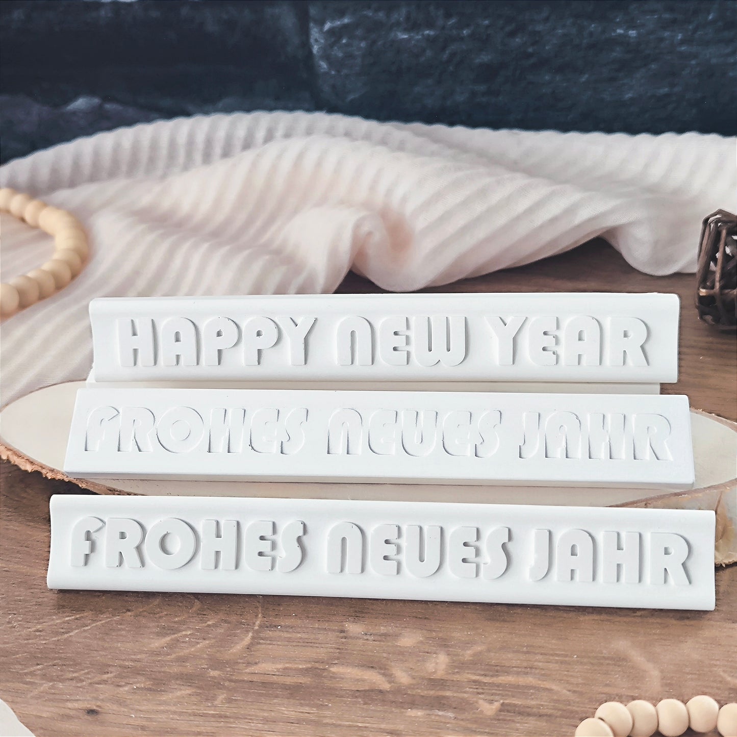 Silikon Gießform Klötzchen Happy New Year