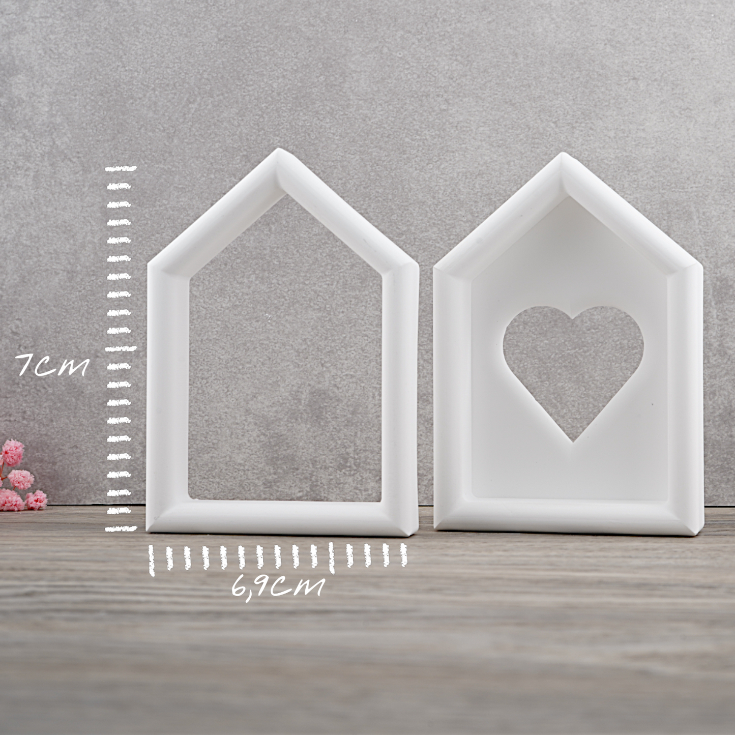 Silikon Gießform Herz-Haus 2in1