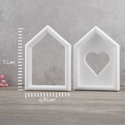 Silikon Gießform Herz-Haus 2in1