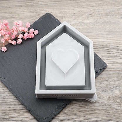 Silikon Gießform Herz-Haus 2in1