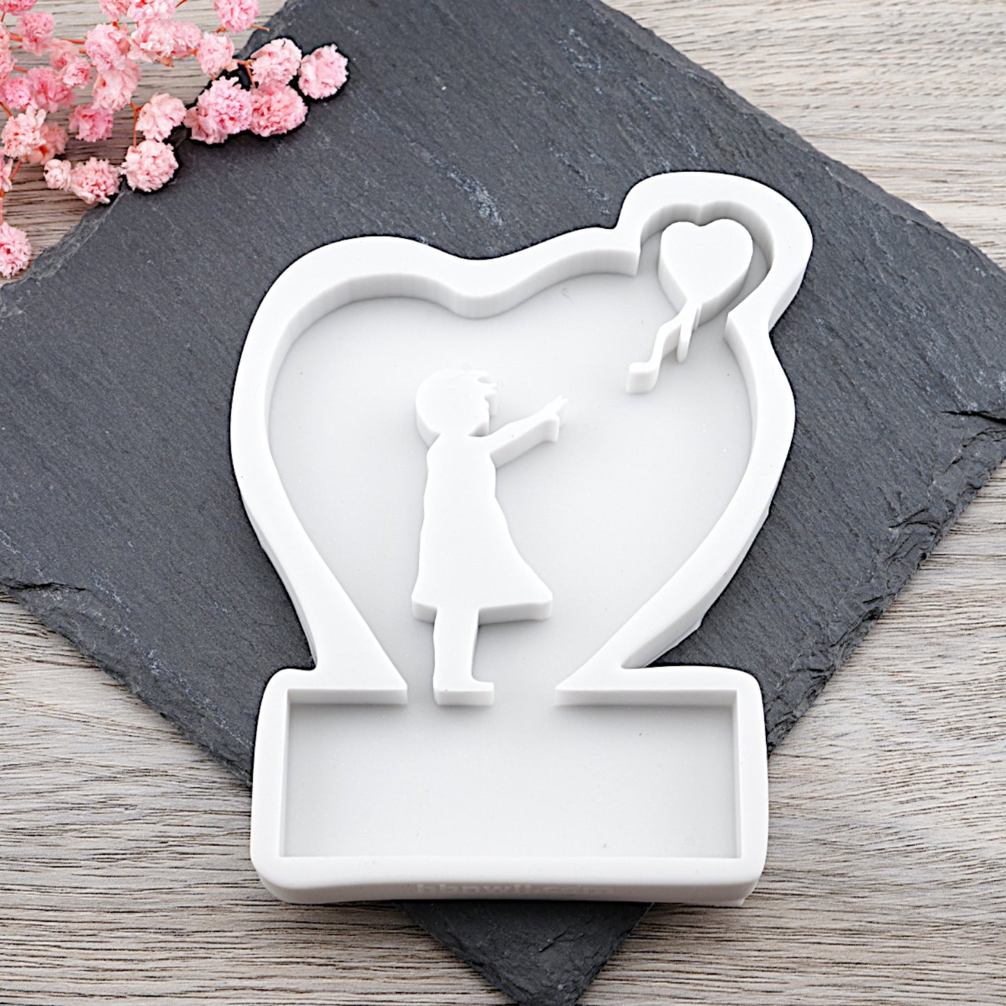 Silikon Gießform Einschieber Mädchen mit Luftballon