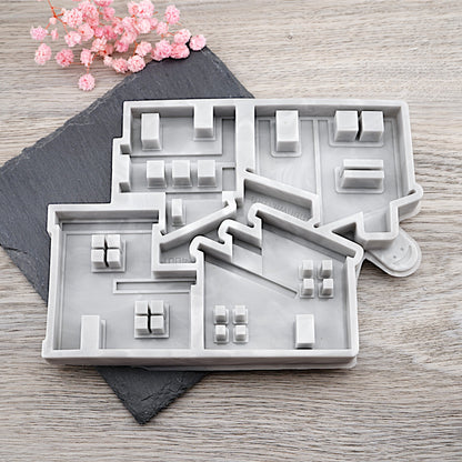 Silikon Gießform moderne 4er Häuser