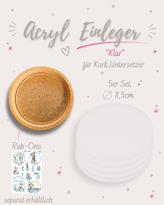 Acryl Einleger "Klar" 5er Set ø8,5