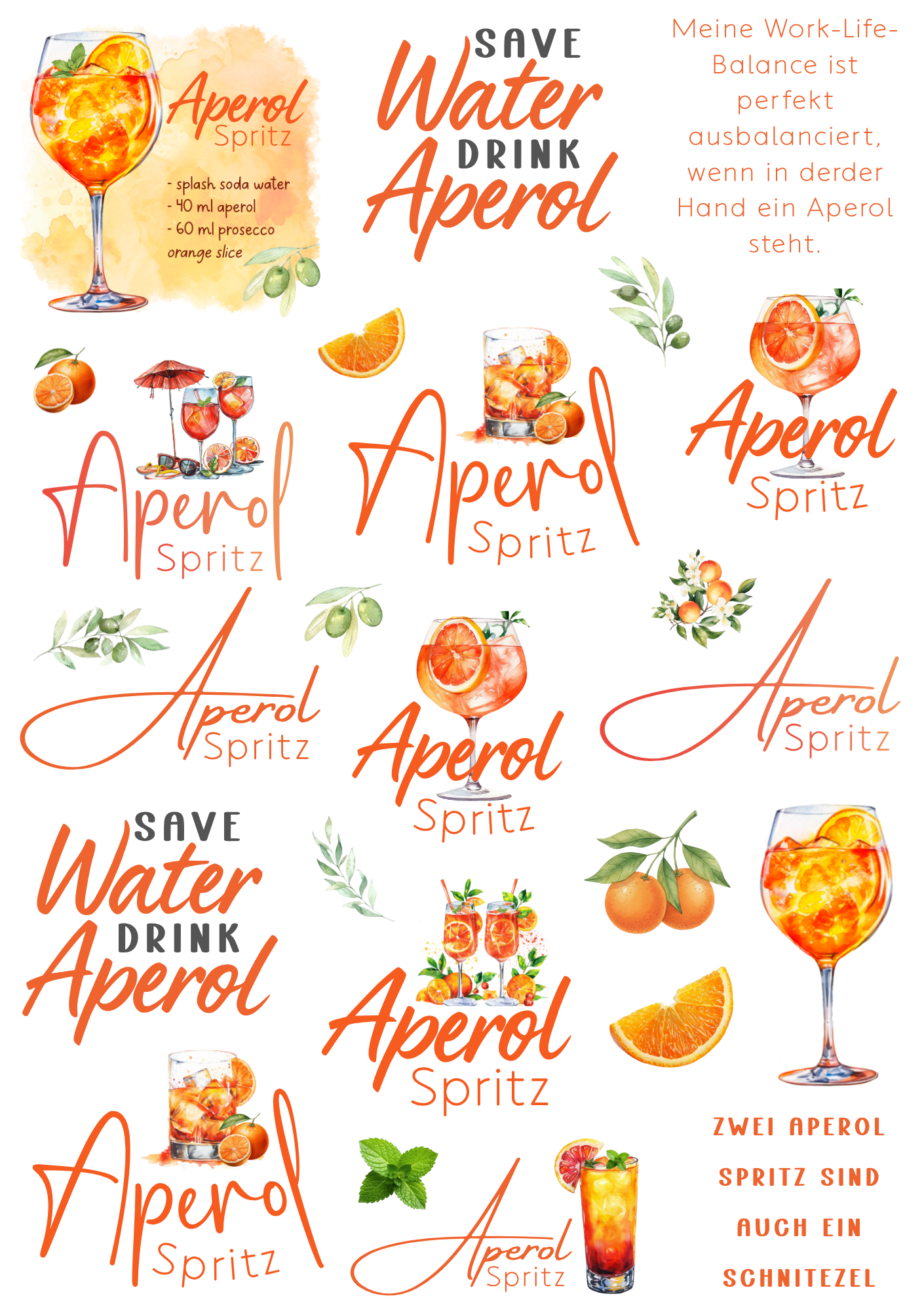 Rub On randlos •Aperol• A5 Bogen
