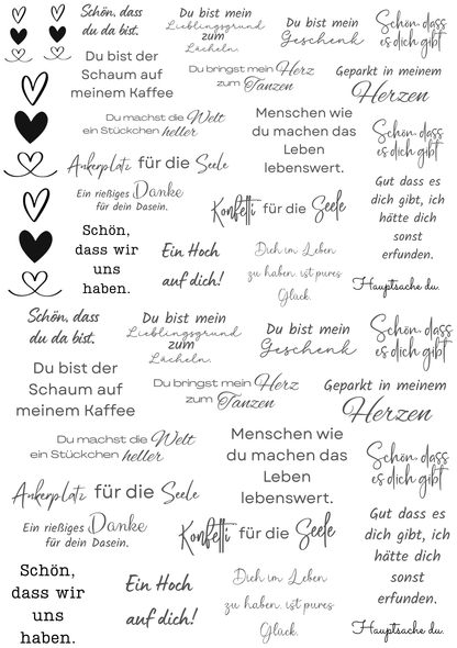 Rub On randlos •Herzensworte• A5 Bogen
