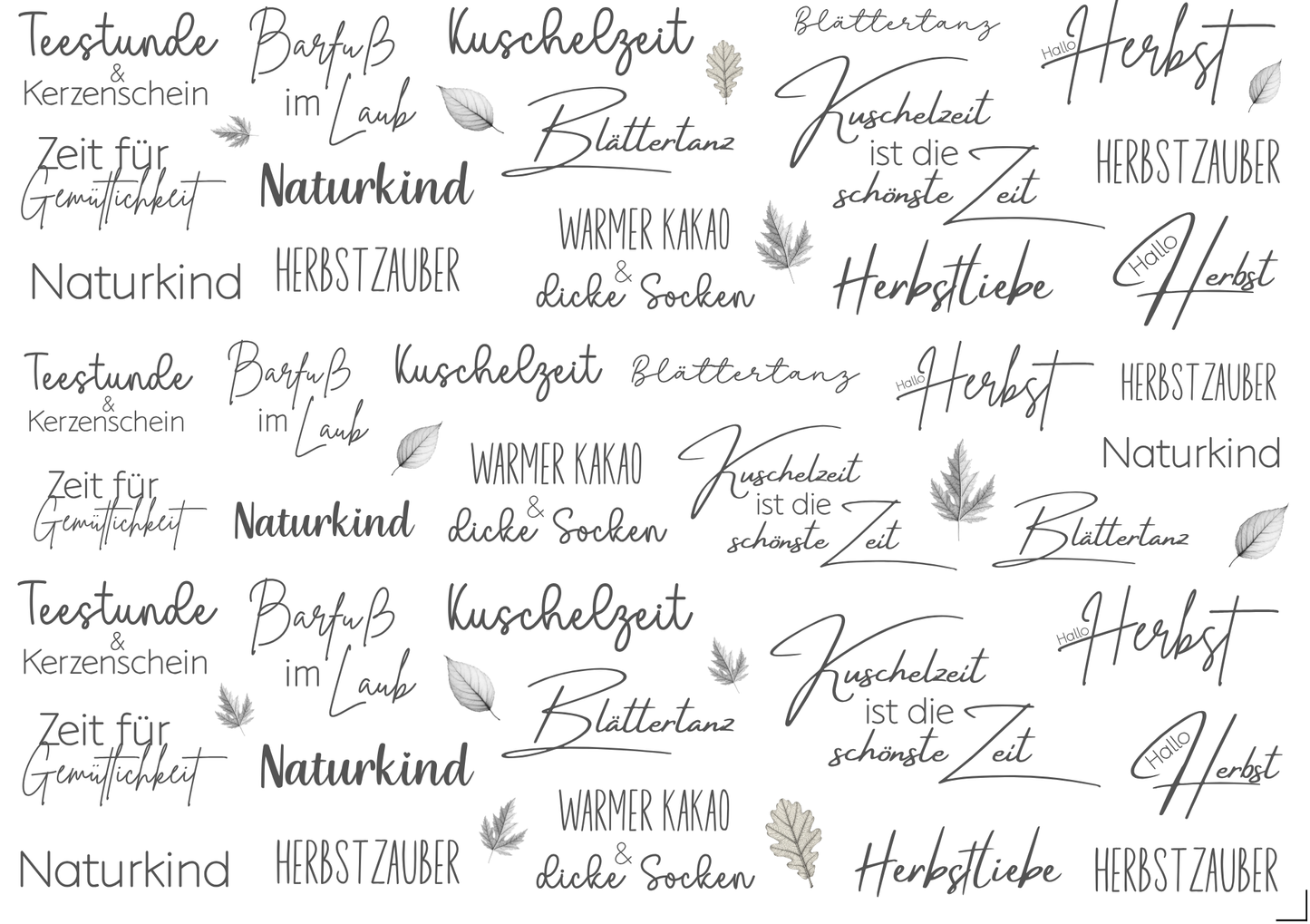 Rub On randlos •Herbst Sprüche• A5 Bogen