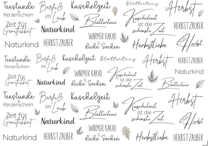 Rub On randlos •Herbst Sprüche• A5 Bogen