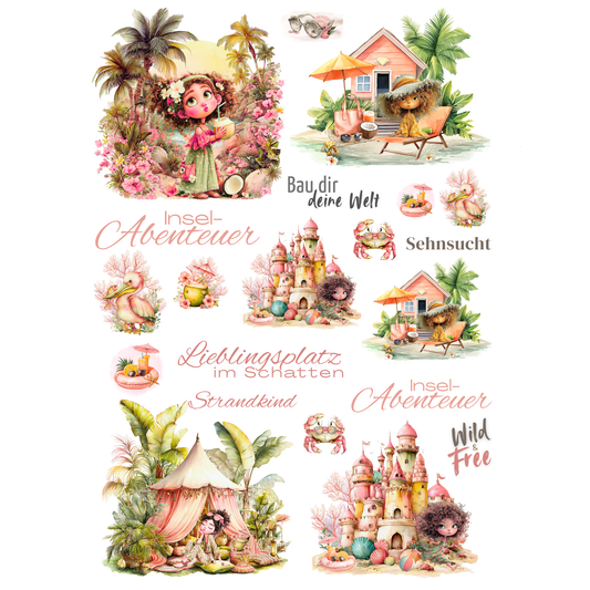 Rub On randlos •Tropical Vibes• A5 Bogen