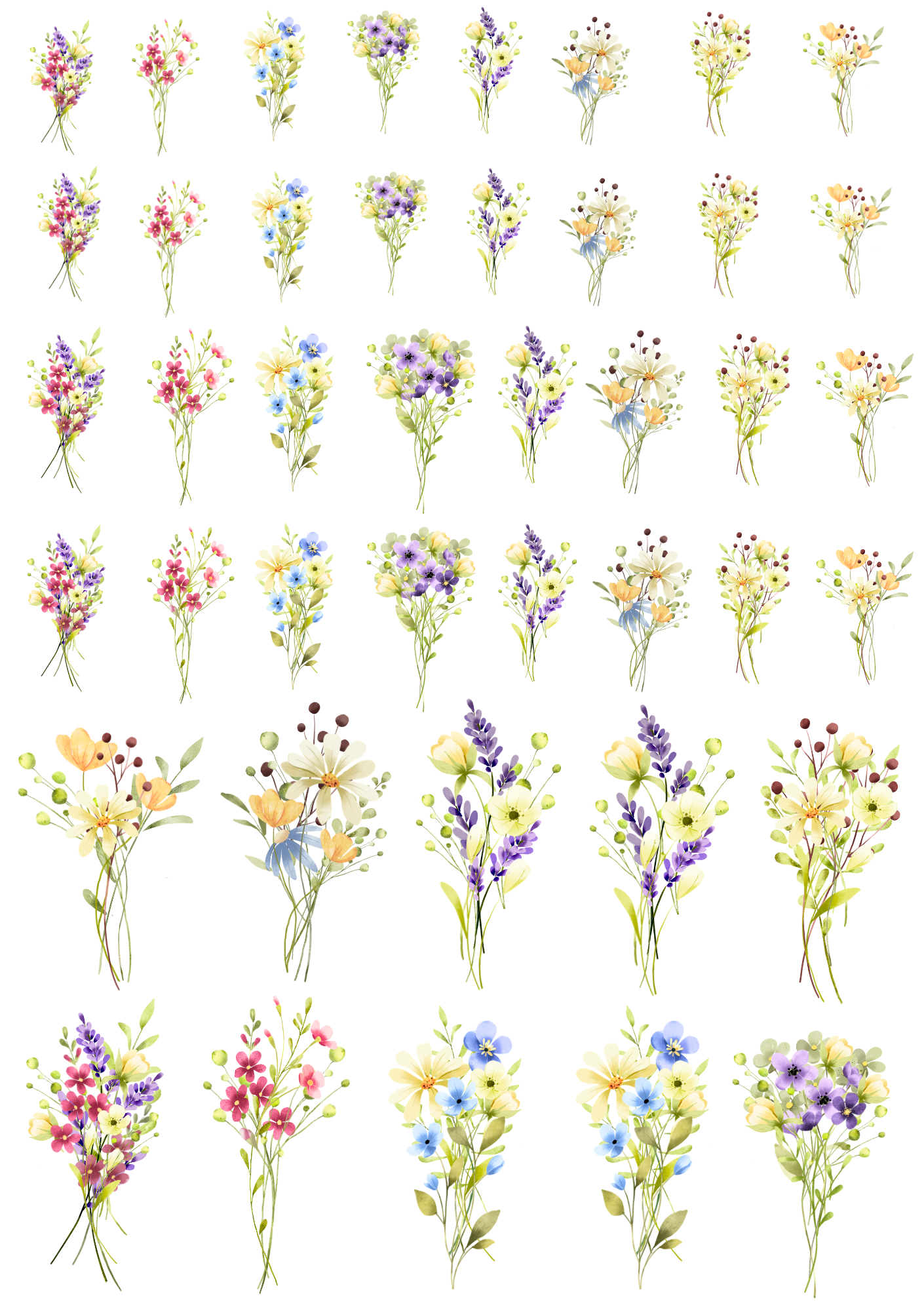 Rub On randlos •Wildblumen• A5 Bogen