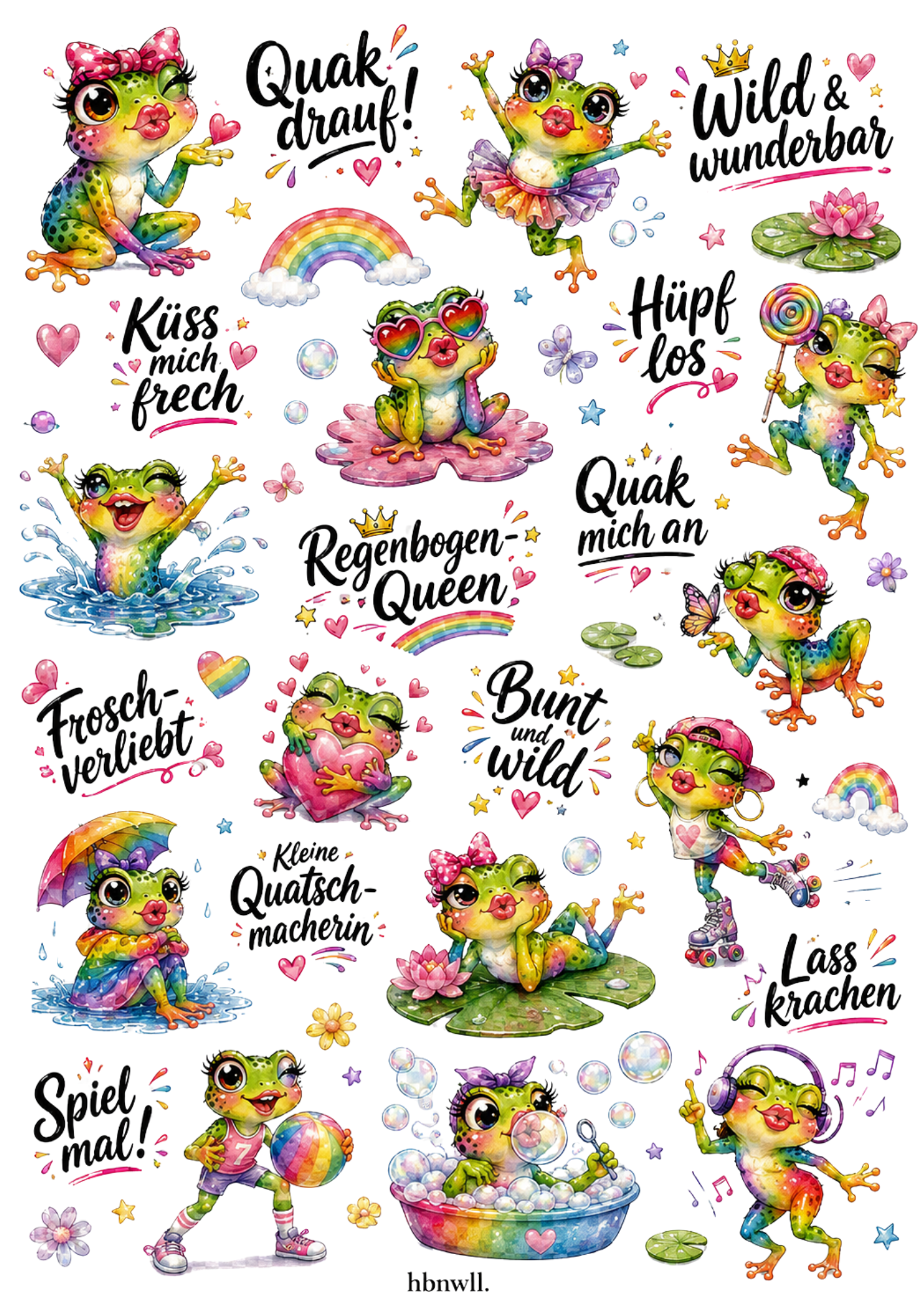 Rub On randlos •Froschparade• A4 Bogen