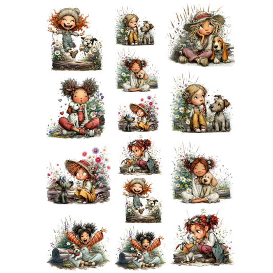 Rub On randlos •Wildflower Buddies• A5 Bogen