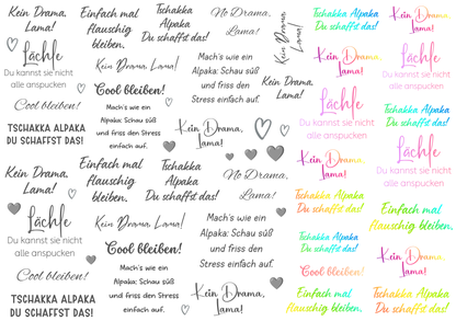 Rub On randlos •Alpaka Sprüche• A5 Bogen
