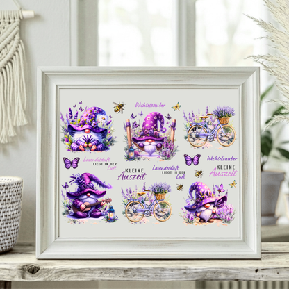 Rub On randlos •Lavendel Wichtel 1• A5 Bogen