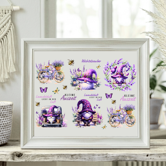 Rub On randlos •Lavendel Wichtel 2• A5 Bogen