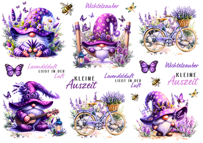 Rub On randlos •Lavendel Wichtel 1• A5 Bogen