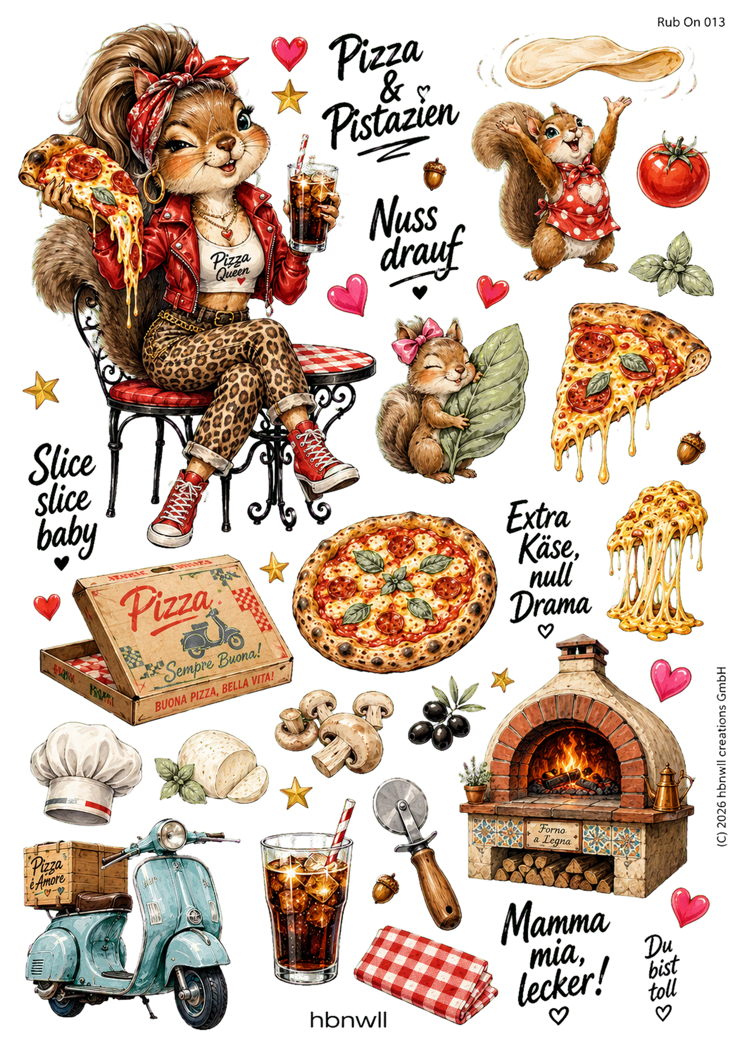 Rub On randlos •Pizza Party • A5 Bogen