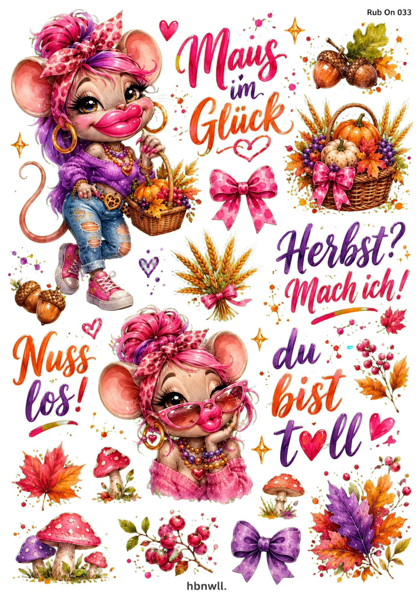 Rub On randlos •Herbst Maus• A5 Bogen